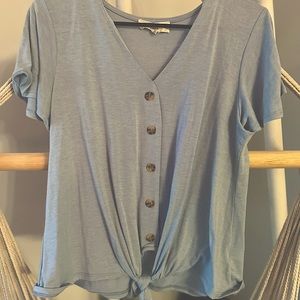 Levona Button Down Tie Front Knit Top